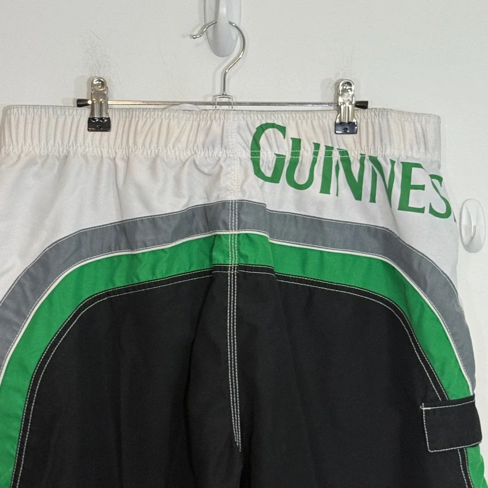 Guinness Beer Mens Board Shorts XL Black Green Shamrock Graphic Swim Trunks